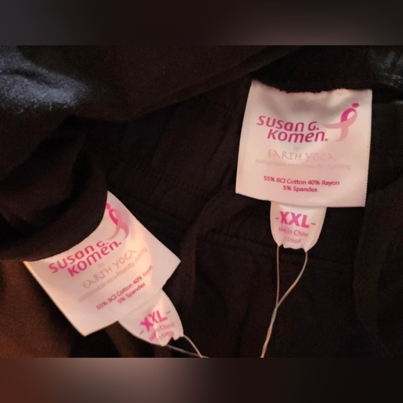 Susan G. KOMEN Black Short Sleeve V Neck Top w/ Shorts Pajama Outfit Set XXL - Picture 6 of 6